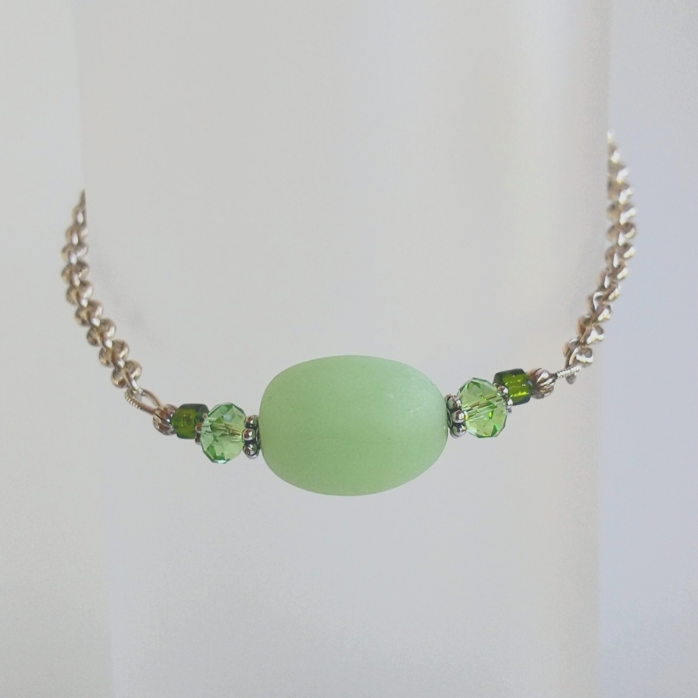 Women's Swarovski crystal and seaglass bracelet